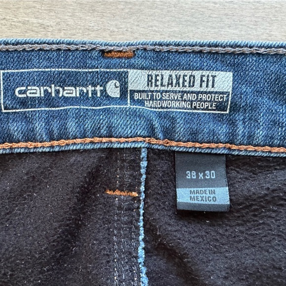 CARHARTT Relaxed Fit flannel-lined men’s jeans size 38 W 32 L - Picture 4 of 4